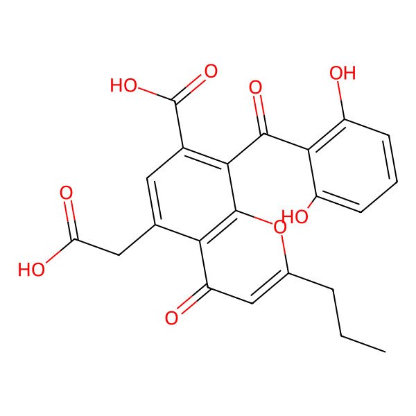 2D Structure of 5-(Carboxymethyl)-8-(2,6-dihydroxybenzoyl)-4-oxo-2-propylchromene-7-carboxylic acid