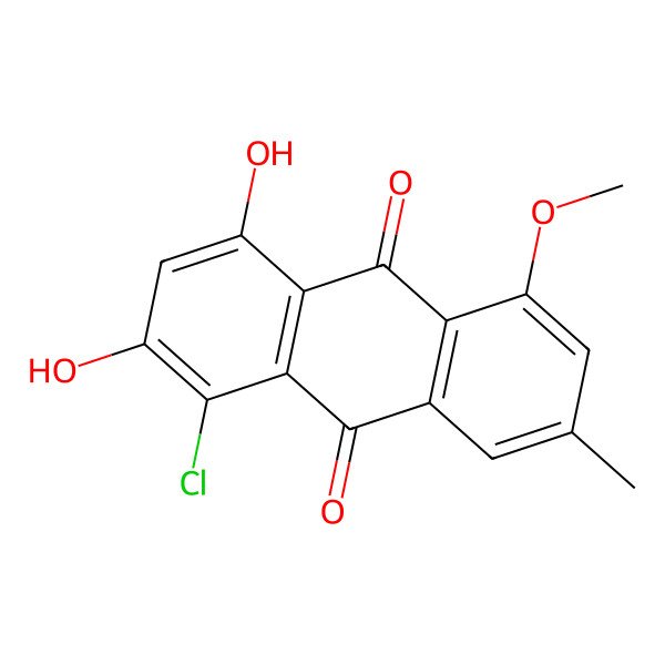 2D Structure of 5-Chloro-6,8-dihydroxy-1-methoxy-3-methyanthraquinone