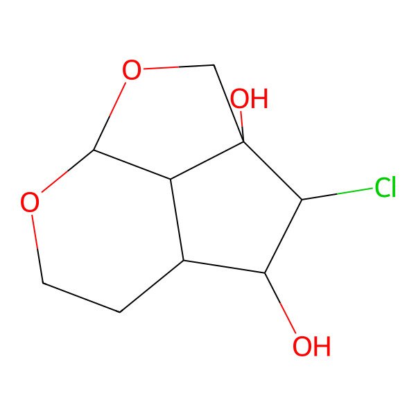 2D Structure of 5-Chloro-2,10-dioxatricyclo[5.3.1.04,11]undecane-4,6-diol