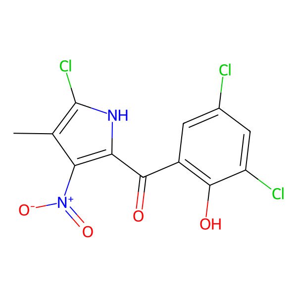 2D Structure of (5-chloro-4-methyl-3-nitro-1H-pyrrol-2-yl)-(3,5-dichloro-2-hydroxyphenyl)methanone