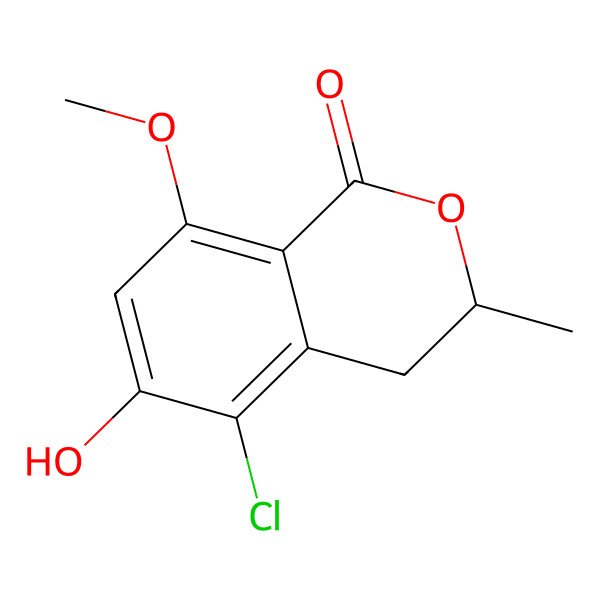 2D Structure of 5-Chloro-6-hydroxy-8-methoxy-3-methyl-3,4-dihydroisochromen-1-one
