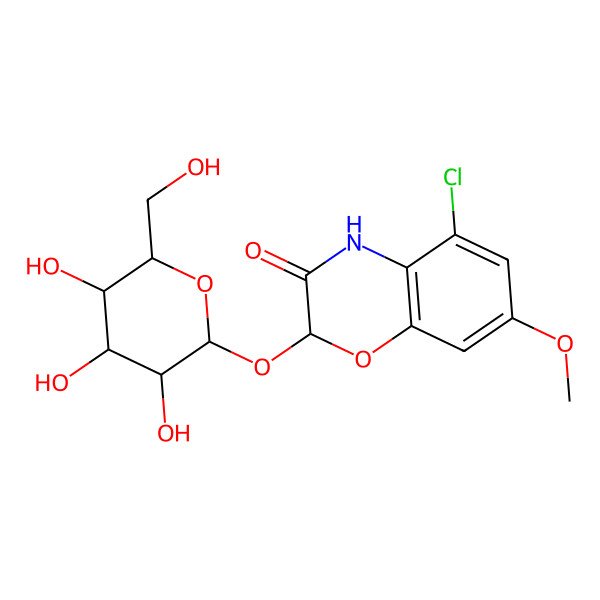 2D Structure of 5-chloro-7-methoxy-2-[3,4,5-trihydroxy-6-(hydroxymethyl)oxan-2-yl]oxy-4H-1,4-benzoxazin-3-one