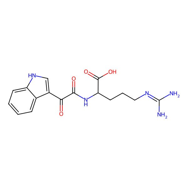 2D Structure of 5-(diaminomethylideneamino)-2-[[2-(1H-indol-3-yl)-2-oxoacetyl]amino]pentanoic acid