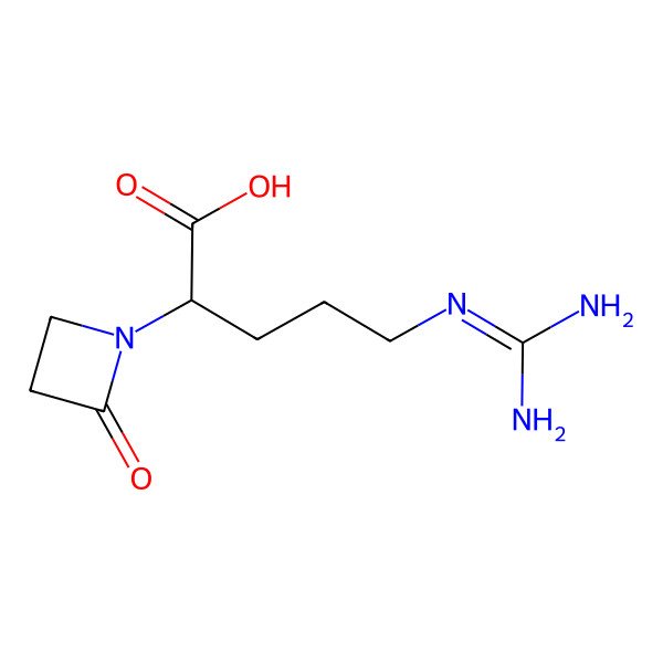 2D Structure of 5-(Diaminomethylideneamino)-2-(2-oxoazetidin-1-yl)pentanoic acid