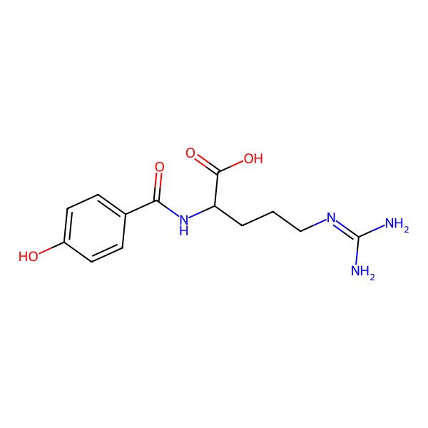 2D Structure of 5-(Diaminomethylideneamino)-2-[(4-hydroxybenzoyl)amino]pentanoic acid