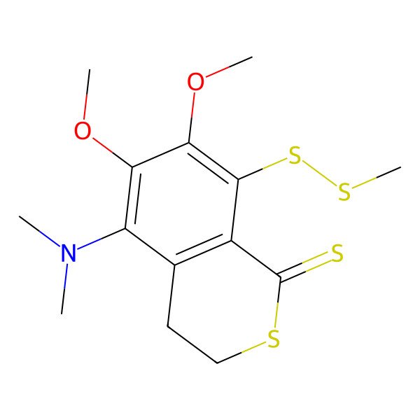2D Structure of 5-(Dimethylamino)-6,7-dimethoxy-8-(methyldisulfanyl)-3,4-dihydroisothiochromene-1-thione