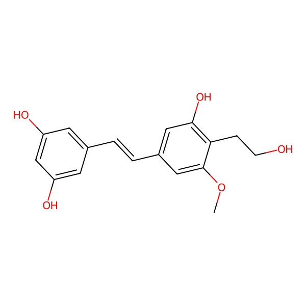 2D Structure of 5-[(E)-2-[3-hydroxy-4-(2-hydroxyethyl)-5-methoxyphenyl]ethenyl]benzene-1,3-diol