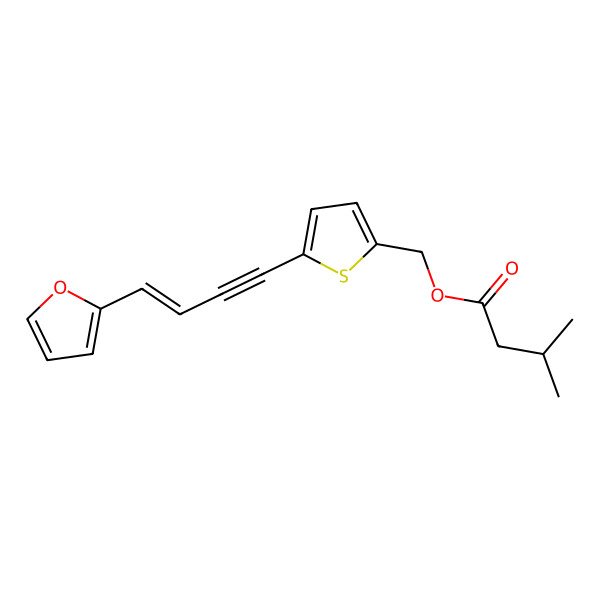 2D Structure of [5-[(E)-4-(furan-2-yl)but-3-en-1-ynyl]thiophen-2-yl]methyl 3-methylbutanoate