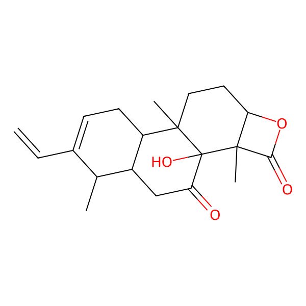 2D Structure of 5-Ethenyl-10-hydroxy-1,6,11-trimethyl-13-oxatetracyclo[8.6.0.02,7.011,14]hexadec-4-ene-9,12-dione