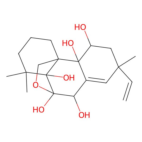 2D Structure of 5-Ethenyl-5,11,11-trimethyl-16-oxatetracyclo[7.5.2.01,10.02,7]hexadec-6-ene-2,3,8,9,10-pentol