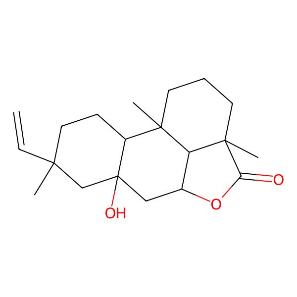 2D Structure of 5-Ethenyl-7-hydroxy-1,5,12-trimethyl-10-oxatetracyclo[7.6.1.02,7.012,16]hexadecan-11-one
