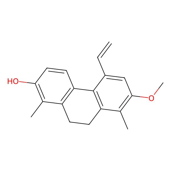 2D Structure of 5-Ethenyl-7-methoxy-1,8-dimethyl-9,10-dihydrophenanthren-2-ol 2D Structure of 5-Ethenyl-7-methoxy-1,8-dimethyl-9,10-dihydrophenanthren-2-ol