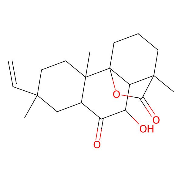 2D Structure of 5-Ethenyl-9-hydroxy-2,5,11-trimethyl-15-oxatetracyclo[9.3.2.01,10.02,7]hexadecane-8,16-dione