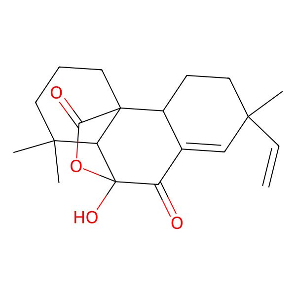 2D Structure of 5-Ethenyl-9-hydroxy-5,11,11-trimethyl-16-oxatetracyclo[7.5.2.01,10.02,7]hexadec-6-ene-8,15-dione