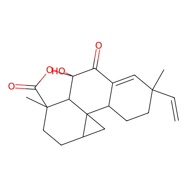 2D Structure of 5-Ethenyl-9-hydroxy-5,12-dimethyl-10-oxapentacyclo[7.7.1.01,15.02,7.012,17]heptadec-6-ene-8,11-dione