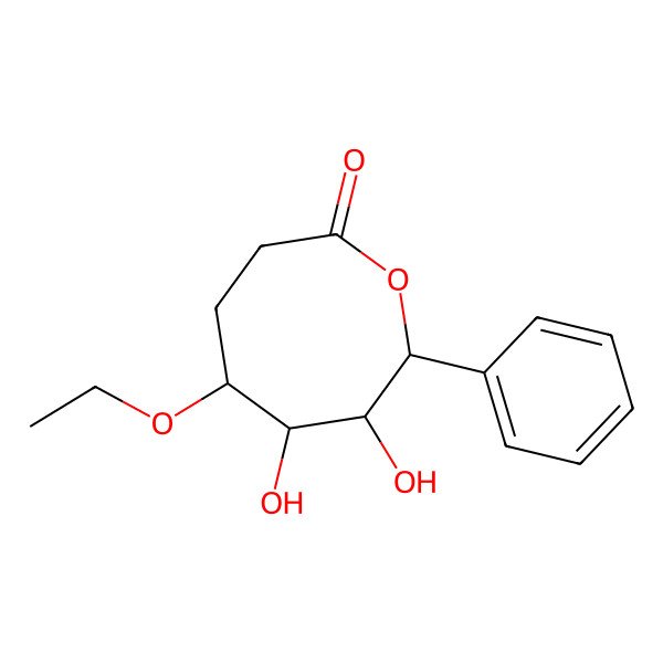 2D Structure of 5-Ethoxy-6,7-dihydroxy-8-phenyloxocan-2-one
