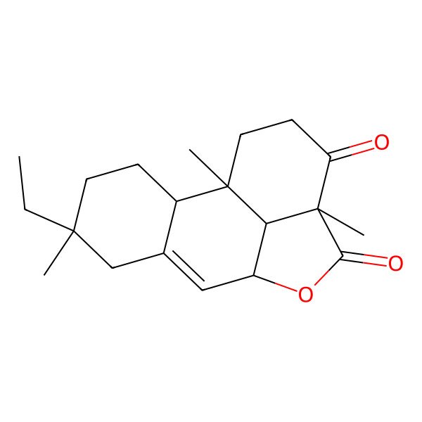 2D Structure of 5-Ethyl-1,5,12-trimethyl-10-oxatetracyclo[7.6.1.02,7.012,16]hexadec-7-ene-11,13-dione
