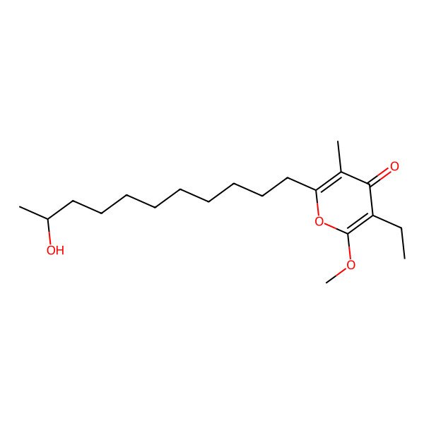2D Structure of 5-Ethyl-2-(10-hydroxyundecyl)-6-methoxy-3-methylpyran-4-one 2D Structure of 5-Ethyl-2-(10-hydroxyundecyl)-6-methoxy-3-methylpyran-4-one