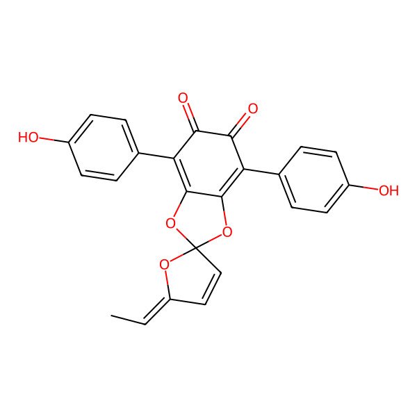 2D Structure of 5'-Ethylidene-4,7-bis(4-hydroxyphenyl)spiro[1,3-benzodioxole-2,2'-furan]-5,6-dione