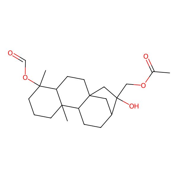 2D Structure of (5-Formyloxy-14-hydroxy-5,9-dimethyl-14-tetracyclo[11.2.1.01,10.04,9]hexadecanyl)methyl acetate