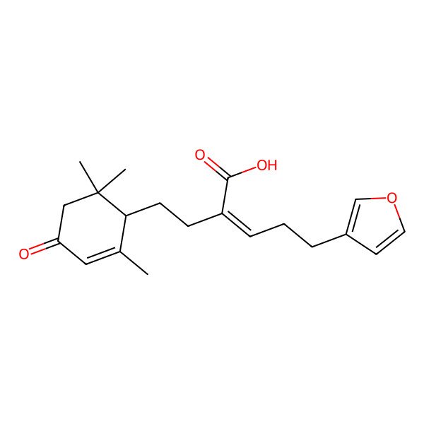 2D Structure of 5-(Furan-3-yl)-2-[2-(2,6,6-trimethyl-4-oxocyclohex-2-en-1-yl)ethyl]pent-2-enoic acid