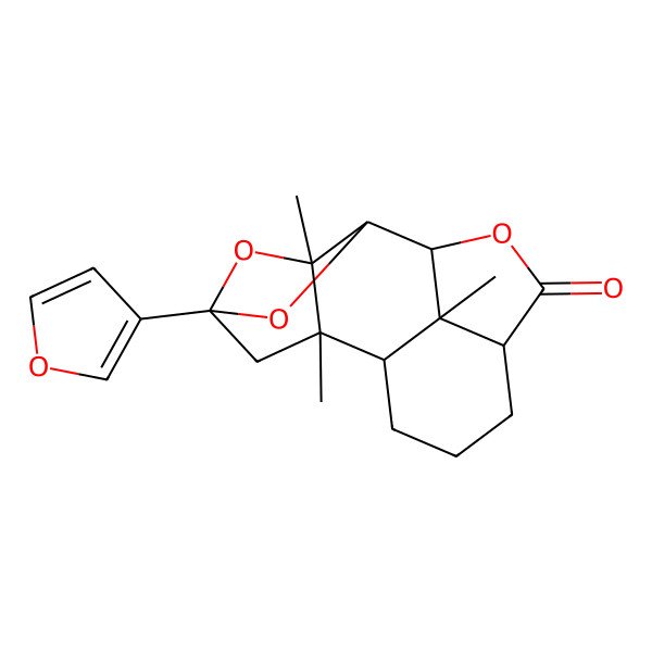 2D Structure of 5-(Furan-3-yl)-2,3,15-trimethyl-4,6,9-trioxapentacyclo[6.6.1.12,5.03,7.011,15]hexadecan-10-one