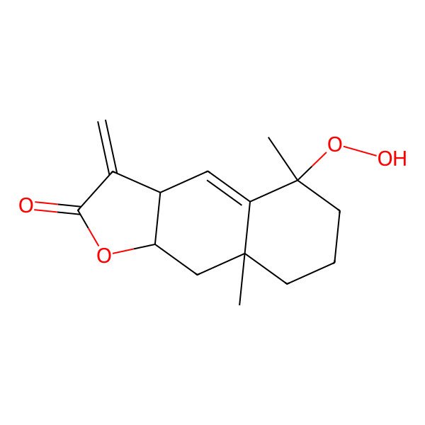 2D Structure of 5-Hydroperoxy-5,8a-dimethyl-3-methylidene-3a,6,7,8,9,9a-hexahydrobenzo[f][1]benzofuran-2-one