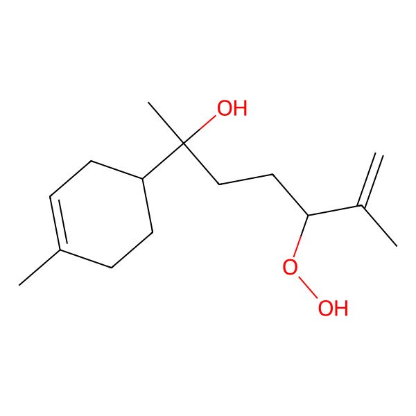 2D Structure of 5-Hydroperoxy-6-methyl-2-(4-methylcyclohex-3-en-1-yl)hept-6-en-2-ol