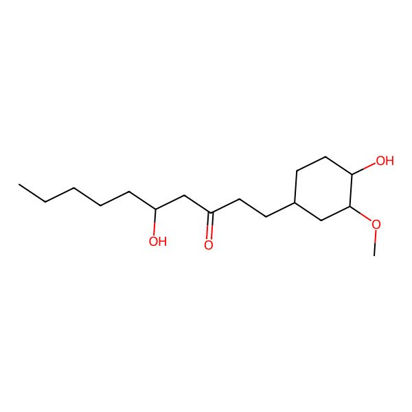 2D Structure of 5-Hydroxy-1-(4-hydroxy-3-methoxycyclohexyl)decan-3-one 2D Structure of 5-Hydroxy-1-(4-hydroxy-3-methoxycyclohexyl)decan-3-one