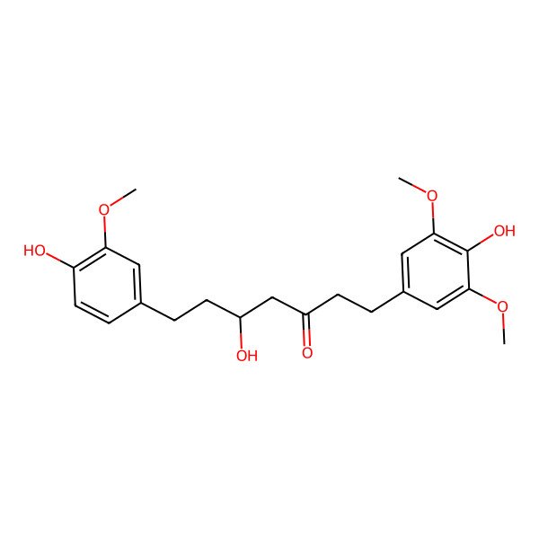 2D Structure of 5-Hydroxy-1-(4-hydroxy-3,5-dimethoxyphenyl)-7-(4-hydroxy-3-methoxyphenyl)heptan-3-one