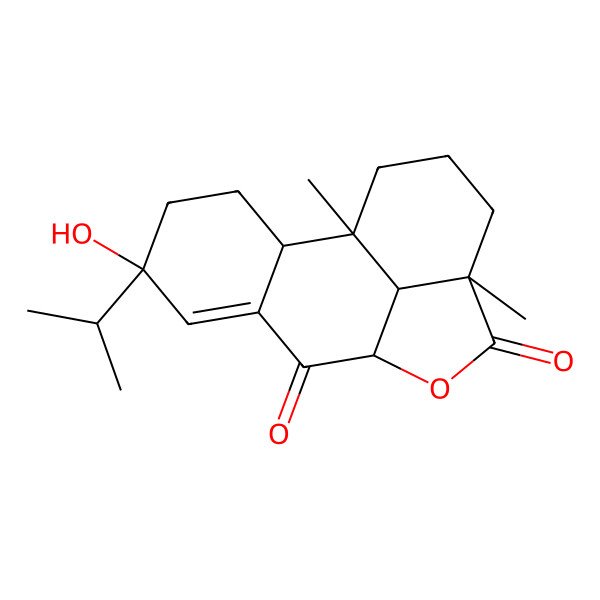 2D Structure of 5-Hydroxy-1,12-dimethyl-5-propan-2-yl-10-oxatetracyclo[7.6.1.02,7.012,16]hexadec-6-ene-8,11-dione