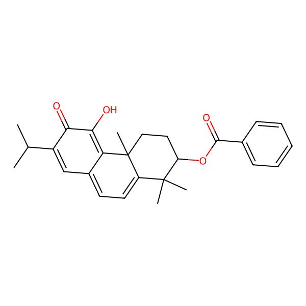 2D Structure of (5-hydroxy-1,1,4a-trimethyl-6-oxo-7-propan-2-yl-3,4-dihydro-2H-phenanthren-2-yl) benzoate