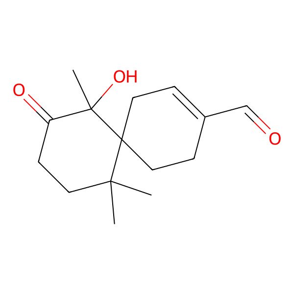 2D Structure of 5-Hydroxy-1,1,5-trimethyl-4-oxospiro[5.5]undec-9-ene-9-carbaldehyde
