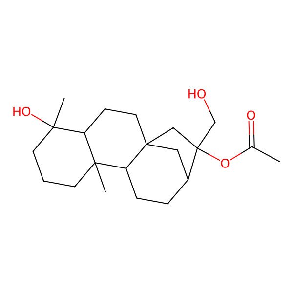 2D Structure of [5-Hydroxy-14-(hydroxymethyl)-5,9-dimethyl-14-tetracyclo[11.2.1.01,10.04,9]hexadecanyl] acetate