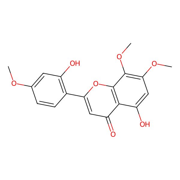 2D Structure of 5-Hydroxy-2-(2-hydroxy-4-methoxyphenyl)-7,8-dimethoxychromen-4-one