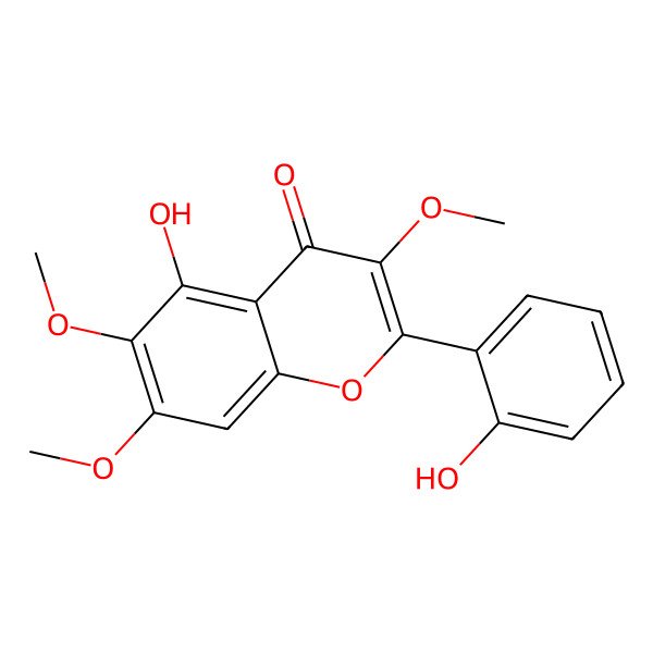 2D Structure of 5-Hydroxy-2-(2-hydroxyphenyl)-3,6,7-trimethoxychromen-4-one