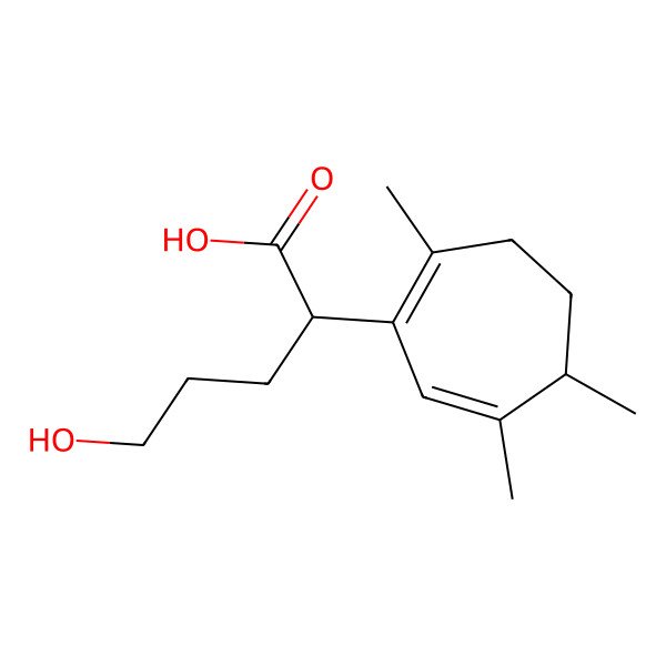 2D Structure of 5-Hydroxy-2-(2,5,6-trimethylcyclohepta-1,6-dien-1-yl)pentanoic acid
