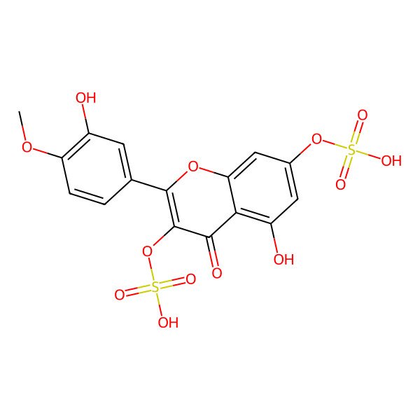 2D Structure of [5-Hydroxy-2-(3-hydroxy-4-methoxyphenyl)-4-oxo-3-sulfooxychromen-7-yl] hydrogen sulfate