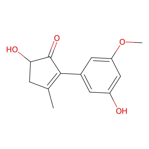 2D Structure of 5-Hydroxy-2-(3-hydroxy-5-methoxyphenyl)-3-methylcyclopent-2-en-1-one