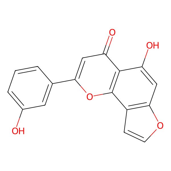 2D Structure of 5-Hydroxy-2-(3-hydroxyphenyl)furo[2,3-h]chromen-4-one