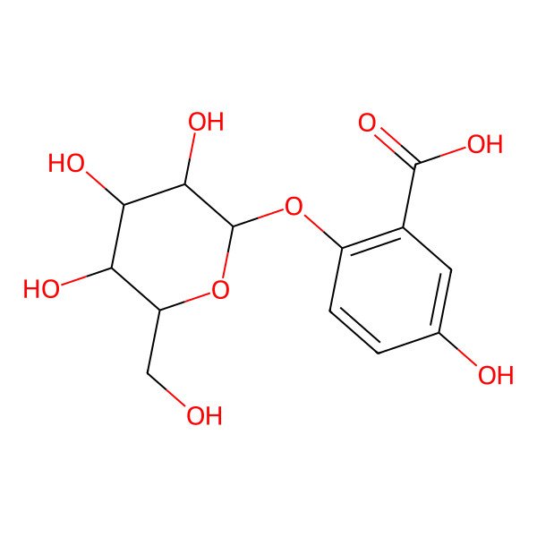 2D Structure of 5-hydroxy-2-[(3R,4S,5S,6R)-3,4,5-trihydroxy-6-(hydroxymethyl)oxan-2-yl]oxybenzoic acid