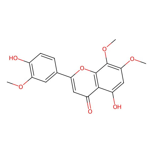 2D Structure of 5-Hydroxy-2-(4-hydroxy-3-methoxyphenyl)-7,8-dimethoxychromen-4-one
