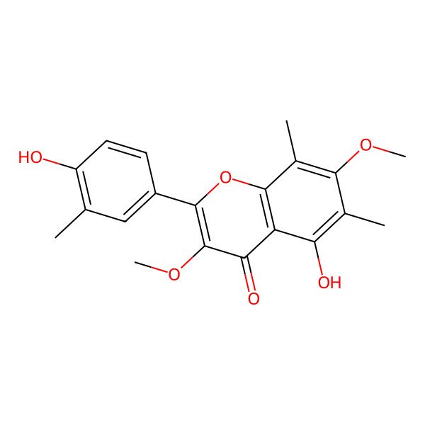2D Structure of 5-Hydroxy-2-(4-hydroxy-3-methylphenyl)-3,7-dimethoxy-6,8-dimethylchromen-4-one