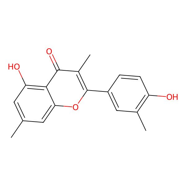 2D Structure of 5-Hydroxy-2-(4-hydroxy-3-methylphenyl)-3,7-dimethylchromen-4-one