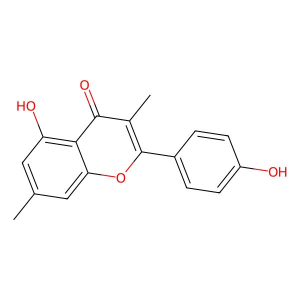 2D Structure of 5-Hydroxy-2-(4-hydroxyphenyl)-3,7-dimethylchromen-4-one