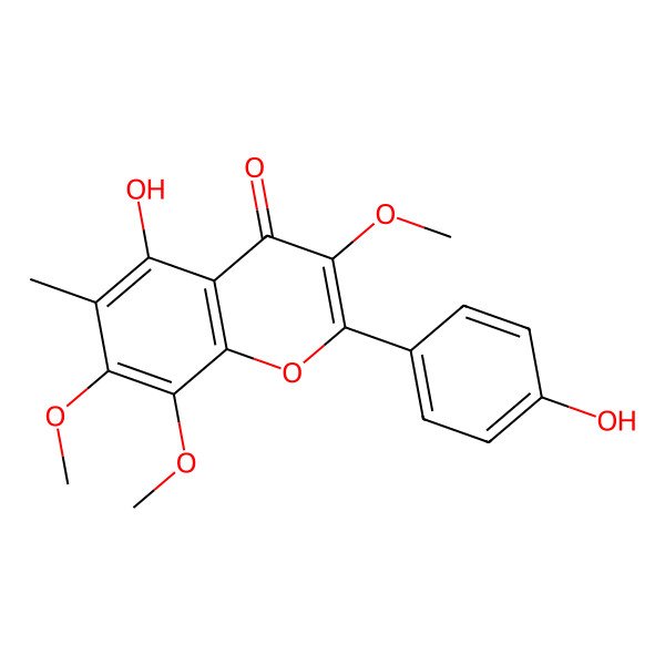 2D Structure of 5-Hydroxy-2-(4-hydroxyphenyl)-3,7,8-trimethoxy-6-methyl-4H-1-benzopyran-4-one