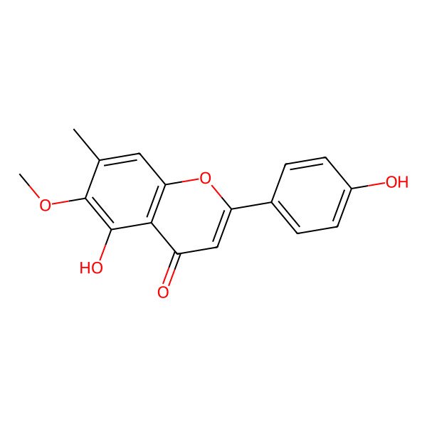2D Structure of 5-Hydroxy-2-(4-hydroxyphenyl)-6-methoxy-7-methylchromen-4-one