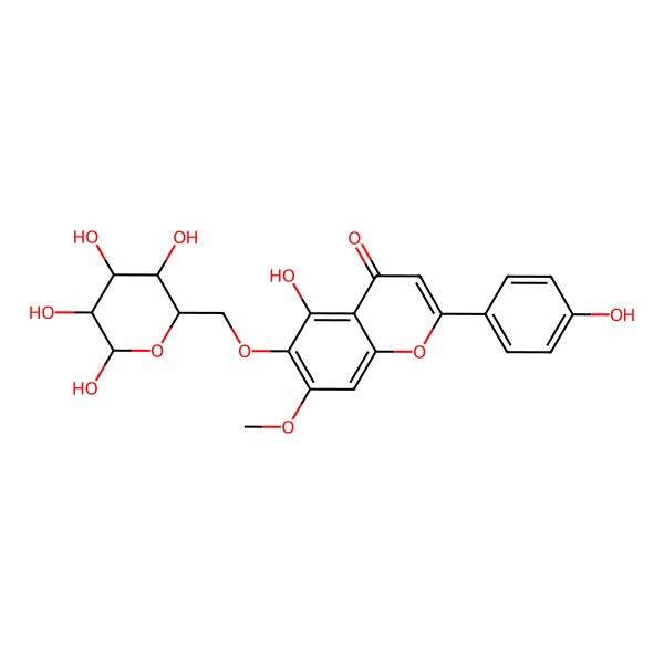 2D Structure of 5-Hydroxy-2-(4-hydroxyphenyl)-7-methoxy-6-[(3,4,5,6-tetrahydroxyoxan-2-yl)methoxy]chromen-4-one