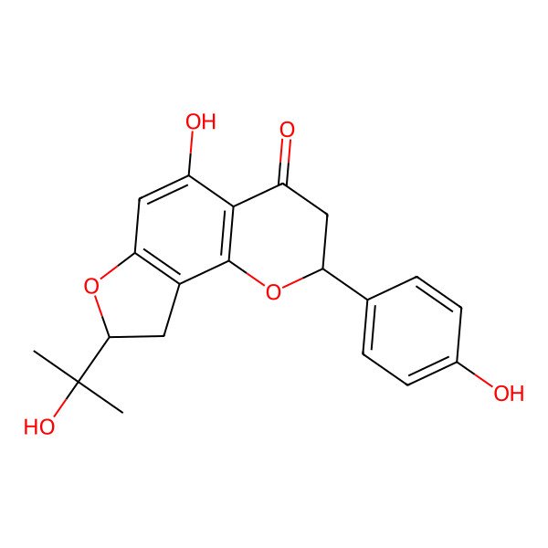 2D Structure of 5-Hydroxy-2-(4-hydroxyphenyl)-8-(2-hydroxypropan-2-yl)-2,3,8,9-tetrahydrofuro[2,3-h]chromen-4-one