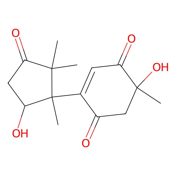 2D Structure of 5-Hydroxy-2-(5-hydroxy-1,2,2-trimethyl-3-oxocyclopentyl)-5-methylcyclohex-2-ene-1,4-dione